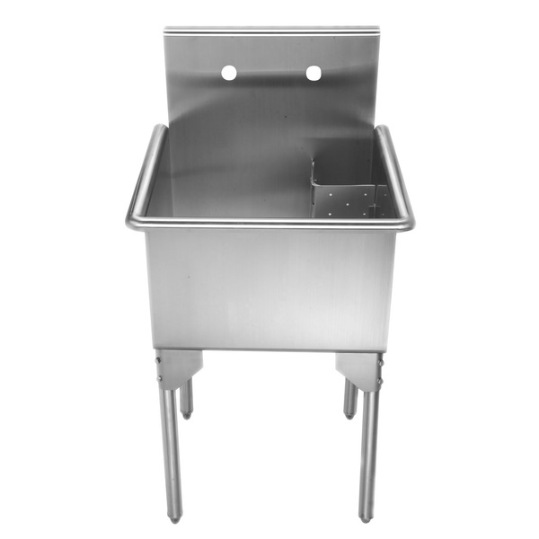 Whitehaus SS Small Sqr, Sgl Bowl Commerical Freestanding Utility Sink, SS WHLS2020-NP